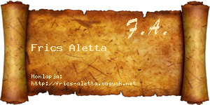 Frics Aletta névjegykártya
